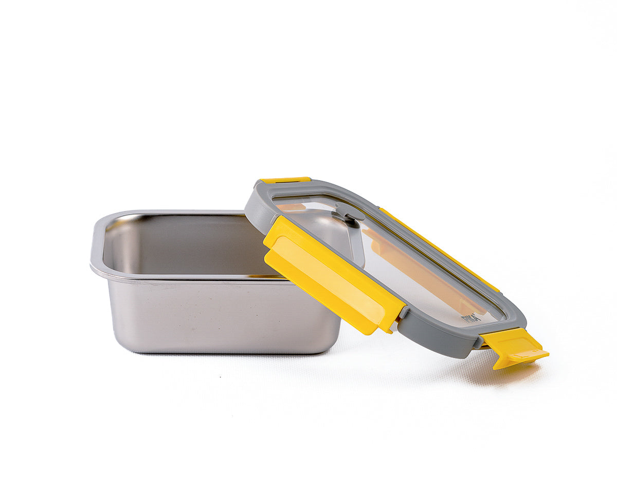 Pojemnik PIKA MetalShock 800 ml – inox + pokrywa ze szkła hartowanego