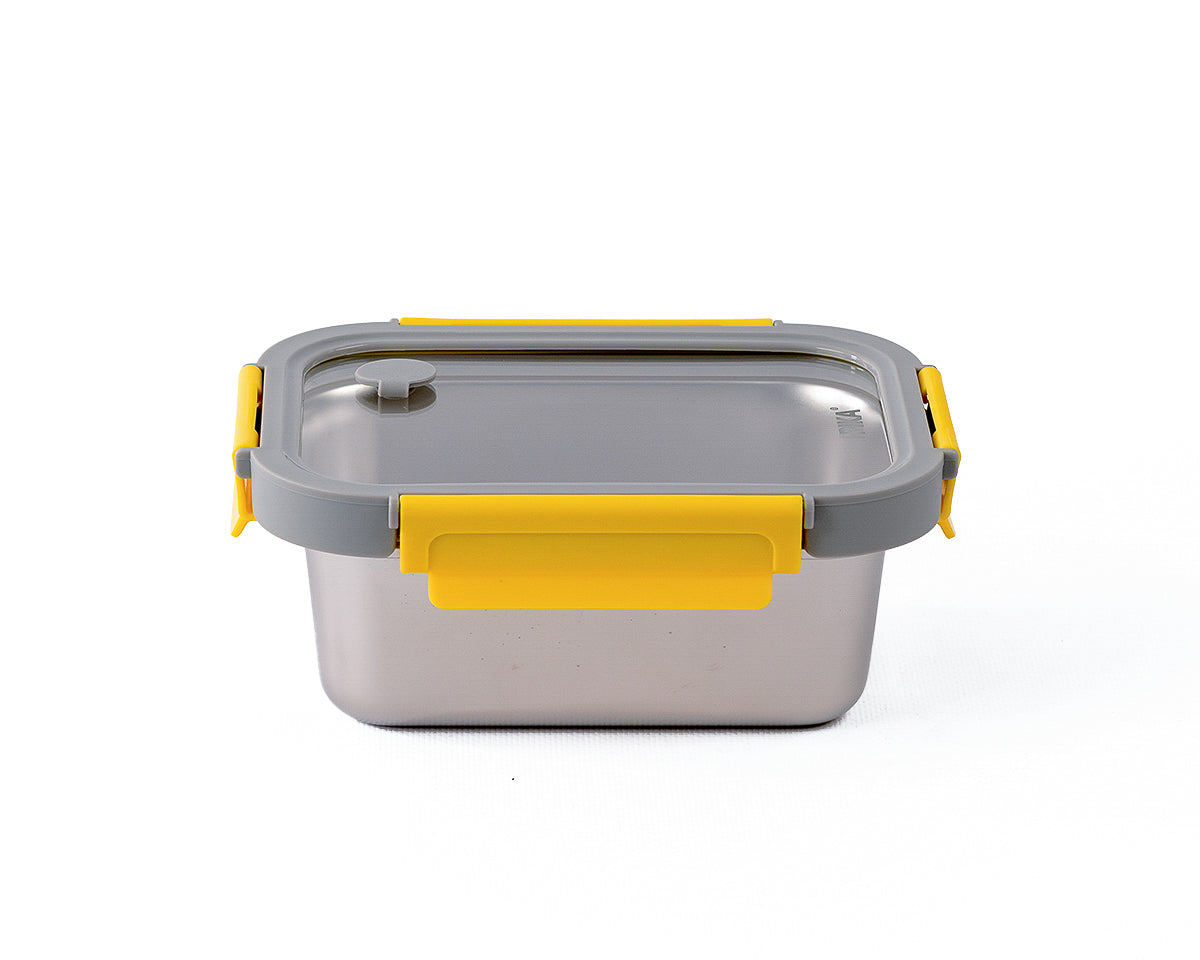 Kompaktowy pojemnik PIKA 800 ml ze stali nierdzewnej i pokrywą ze szkła hartowanego